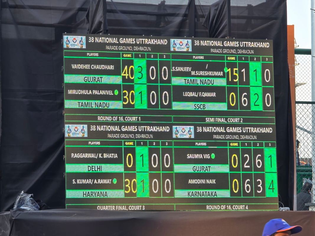 National Games 2025 Dehradun — 4-court LED display
